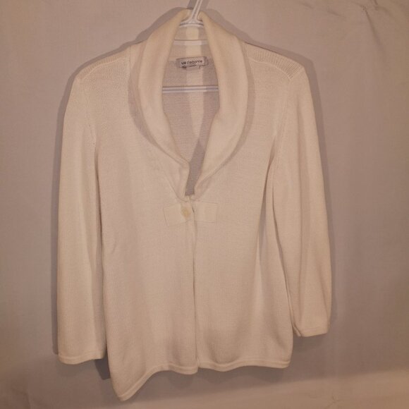 Liz Claiborne Ladies White Long Sleeve Cardigan - Picture 1 of 5